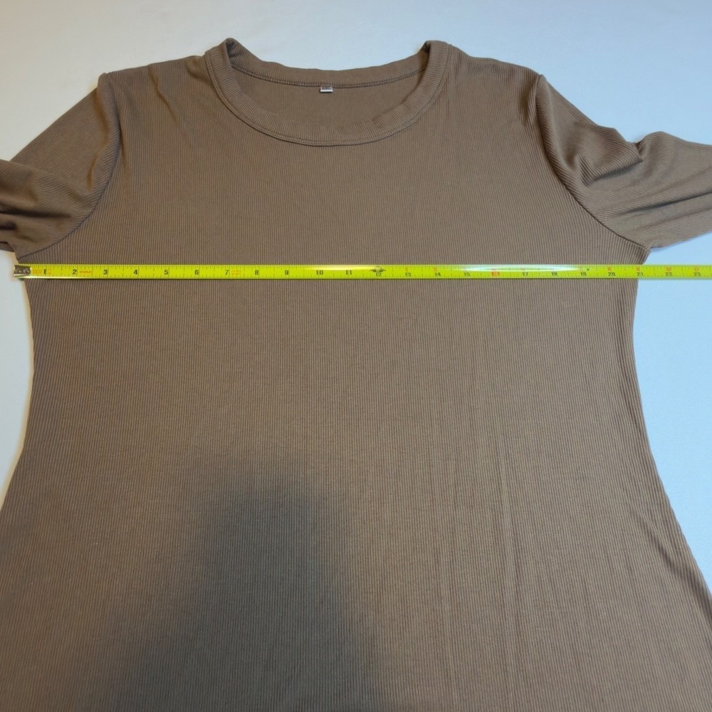 Anrabess Set/4 Long Sleeve 2X Rib Knit Top Casual Crew Neck Basic Tee Workwear - Picture 5 of 8